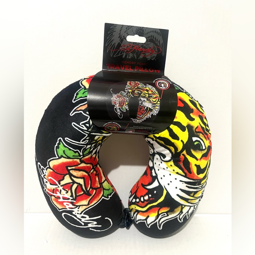 Ed Hardy Black and Yellow Tiger Travel Pillow - Picture 5 of 5